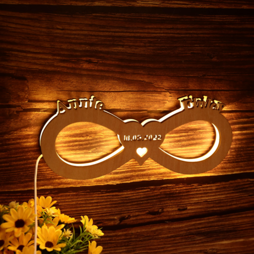 customized wooden infinity name lamp