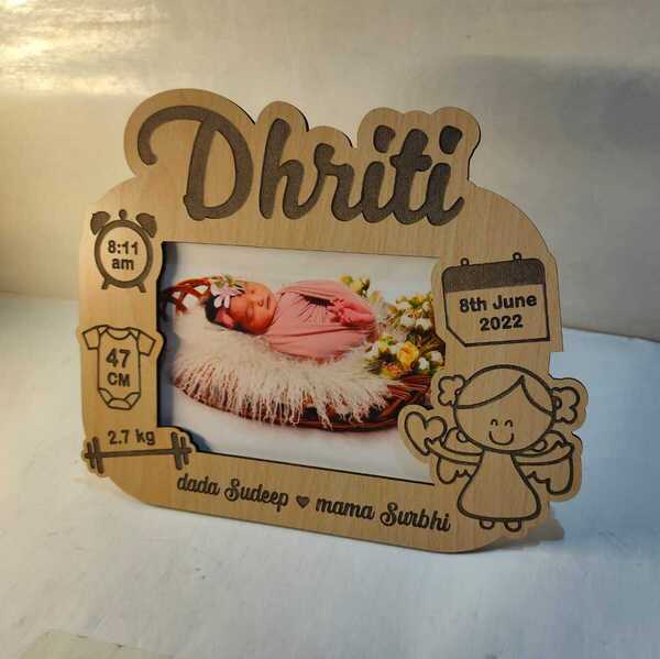 Personalized Wooden Name Frame For New Born Baby With Born Details -  Incredible Gifts