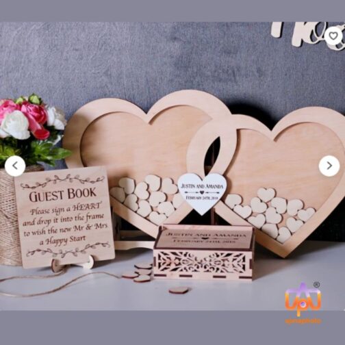 Customize Double heart Wedding Guest Book