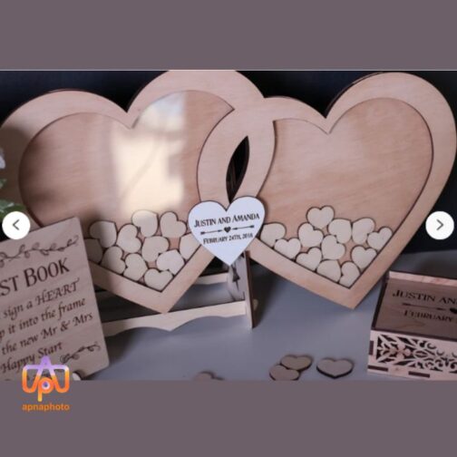 Customize Double heart Wedding Guest Book