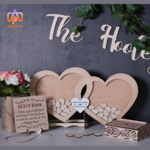 Customize Double heart Wedding Guest Book