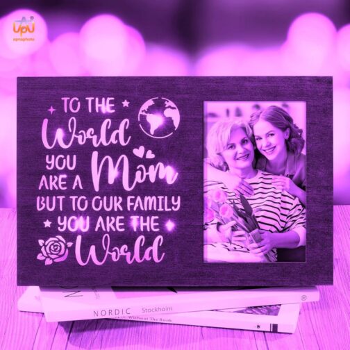 apnaphoto wooden Mom you are the world photo lamp