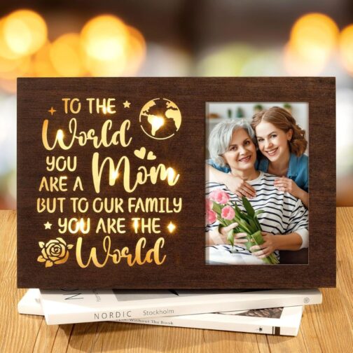 apnaphoto wooden Mom you are the world photo lamp