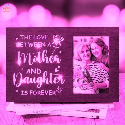 apnaphoto wooden love between mother and daughter photo lamp