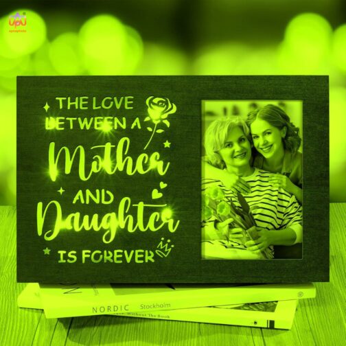 apnaphoto wooden love between mother and daughter photo lamp