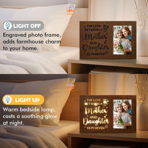 apnaphoto wooden love between mother and daughter photo lamp